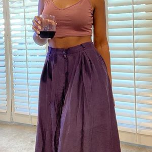 Vintage pleated midi silk skirt